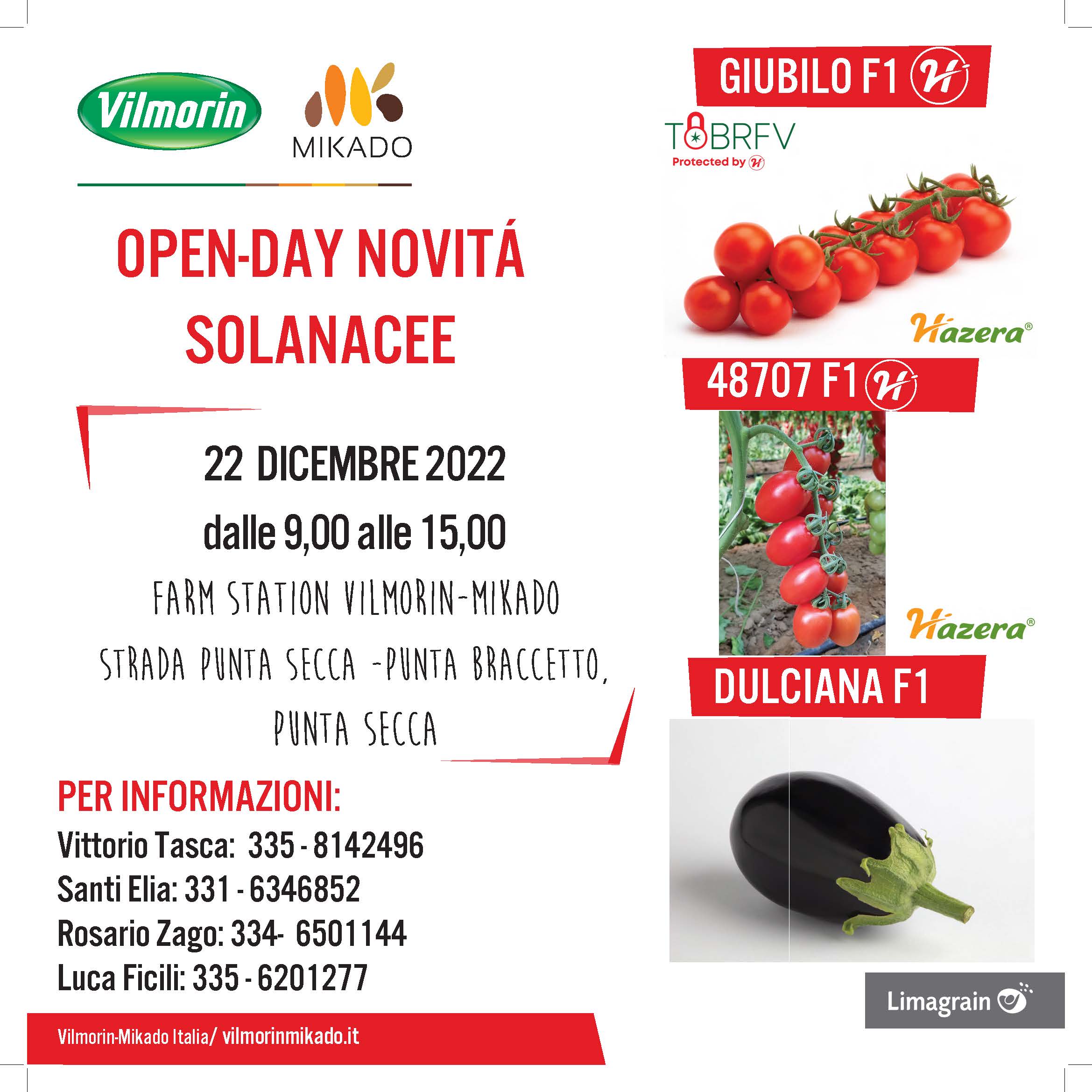 Open-Day Novità solanacee Vilmorin-Mikado 22 dicembre 2022